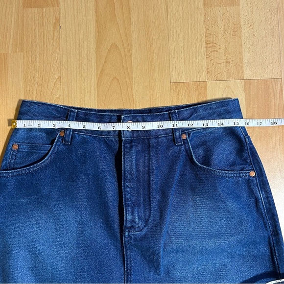 Anthropologie Pilcro The Madi Front Slit Dark Blue Denim Maxi Skirt Raw Hem - Picture 13 of 14